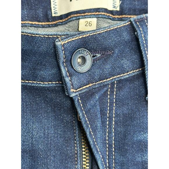 Paige Hoxton Straight Ankle Blue Medium Wash High Rise Ankle Length Western 26 - Picture 4 of 9